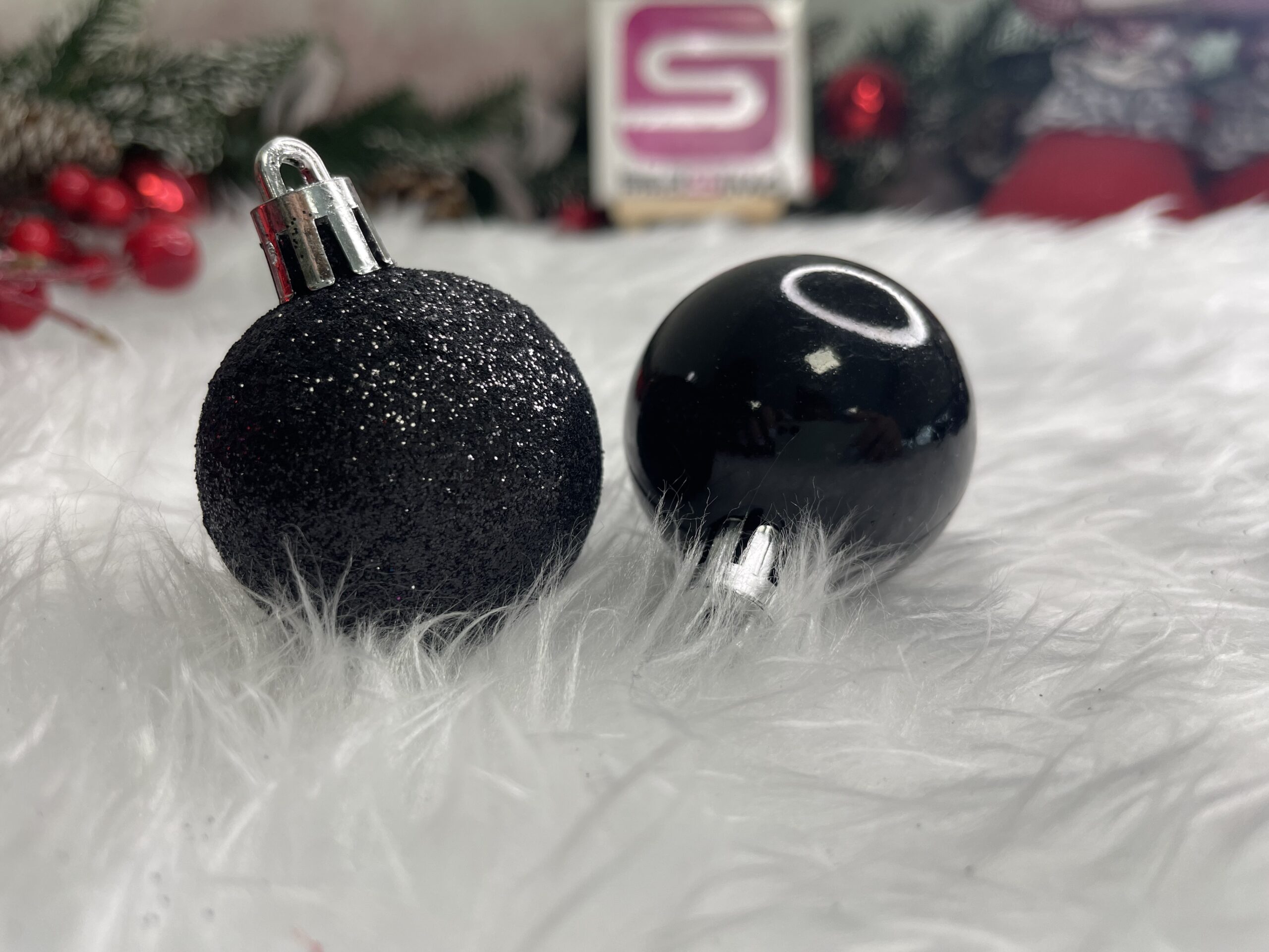 Set globuri de Craciun, 20 bucati, 3 modele, 4cm, negru [17]