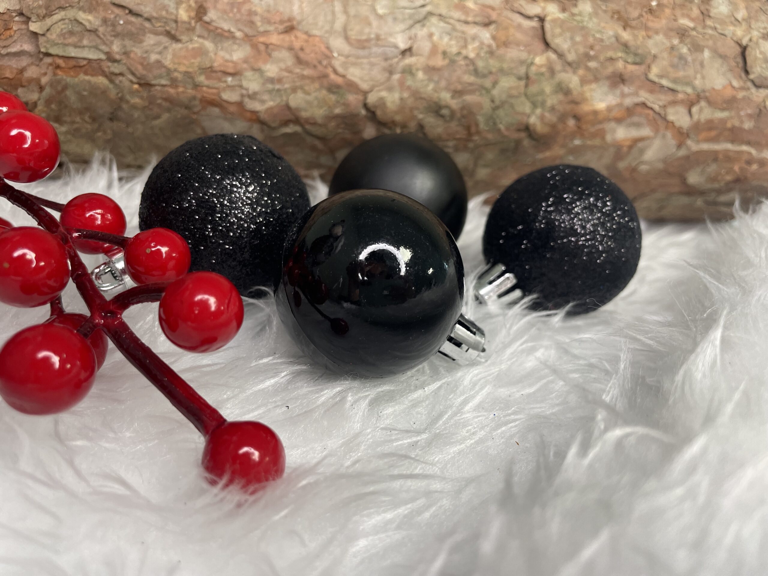 Set globuri de Craciun, 20 bucati, 3 modele, 4cm, negru [22]