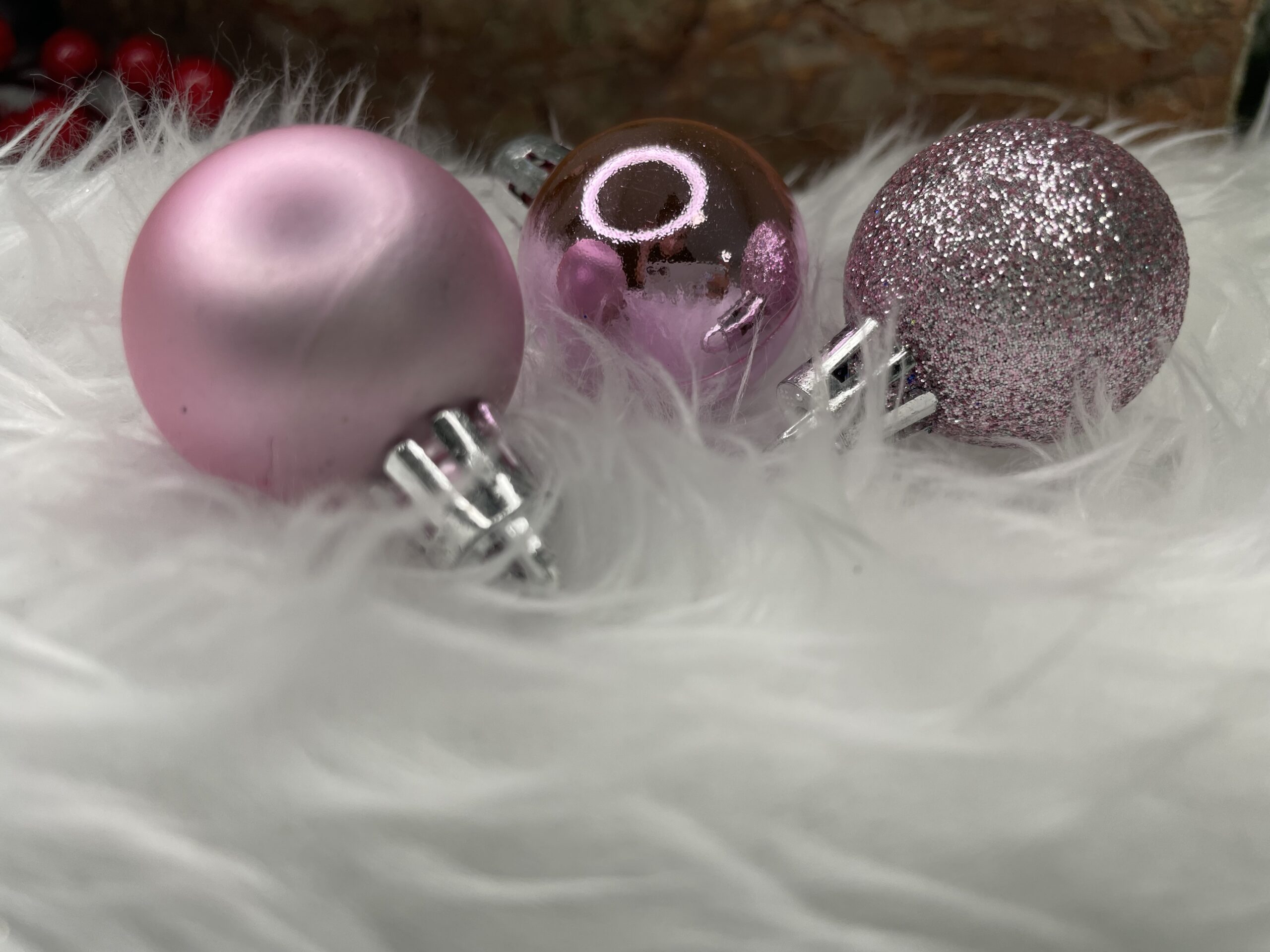 Set globuri de Craciun, 30 bucati, 3 modele, 3cm, roz [12]