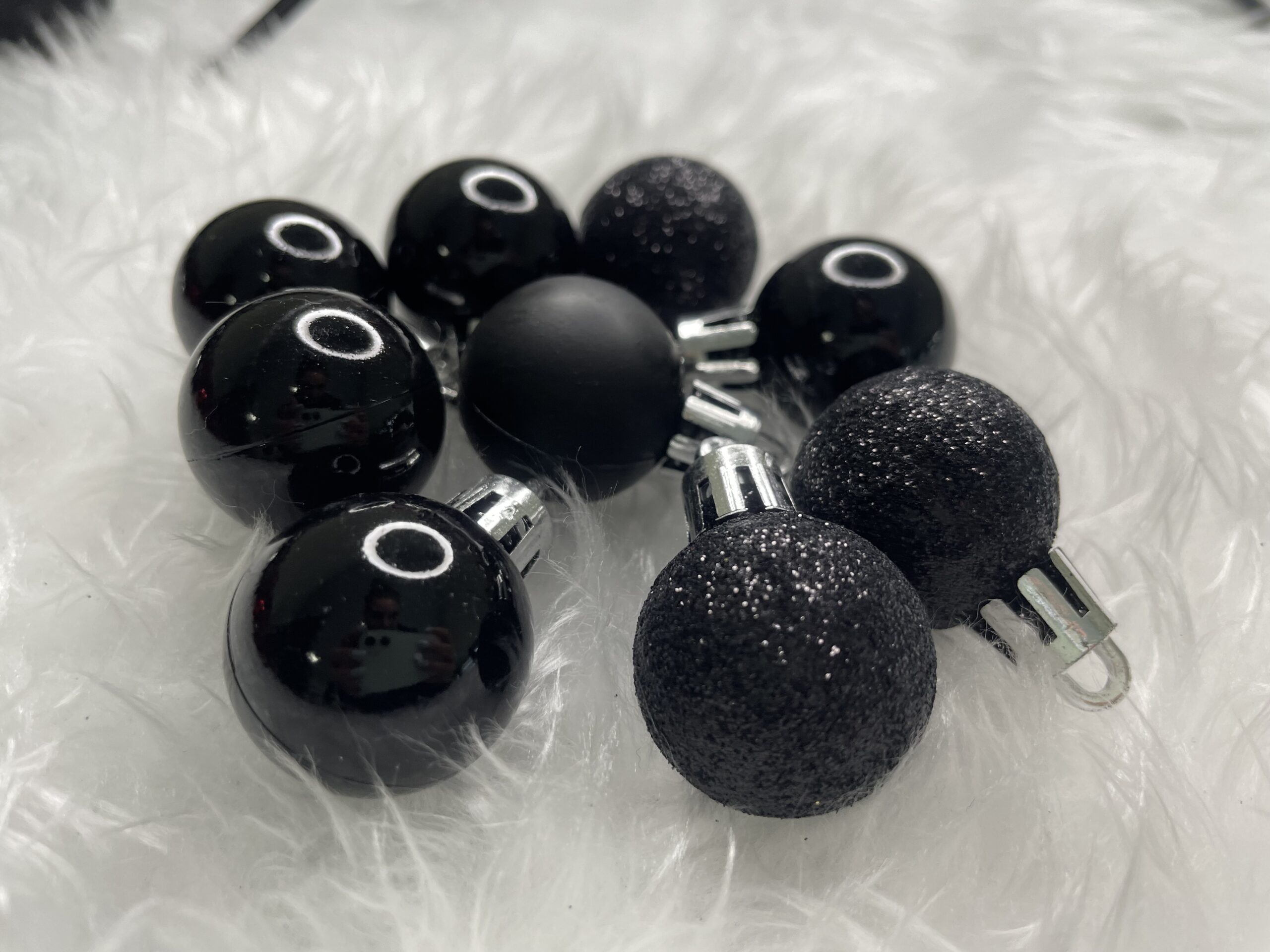 Set globuri de Craciun, 25 bucati, 3 modele, 2,5cm si 4cm, negru [19]