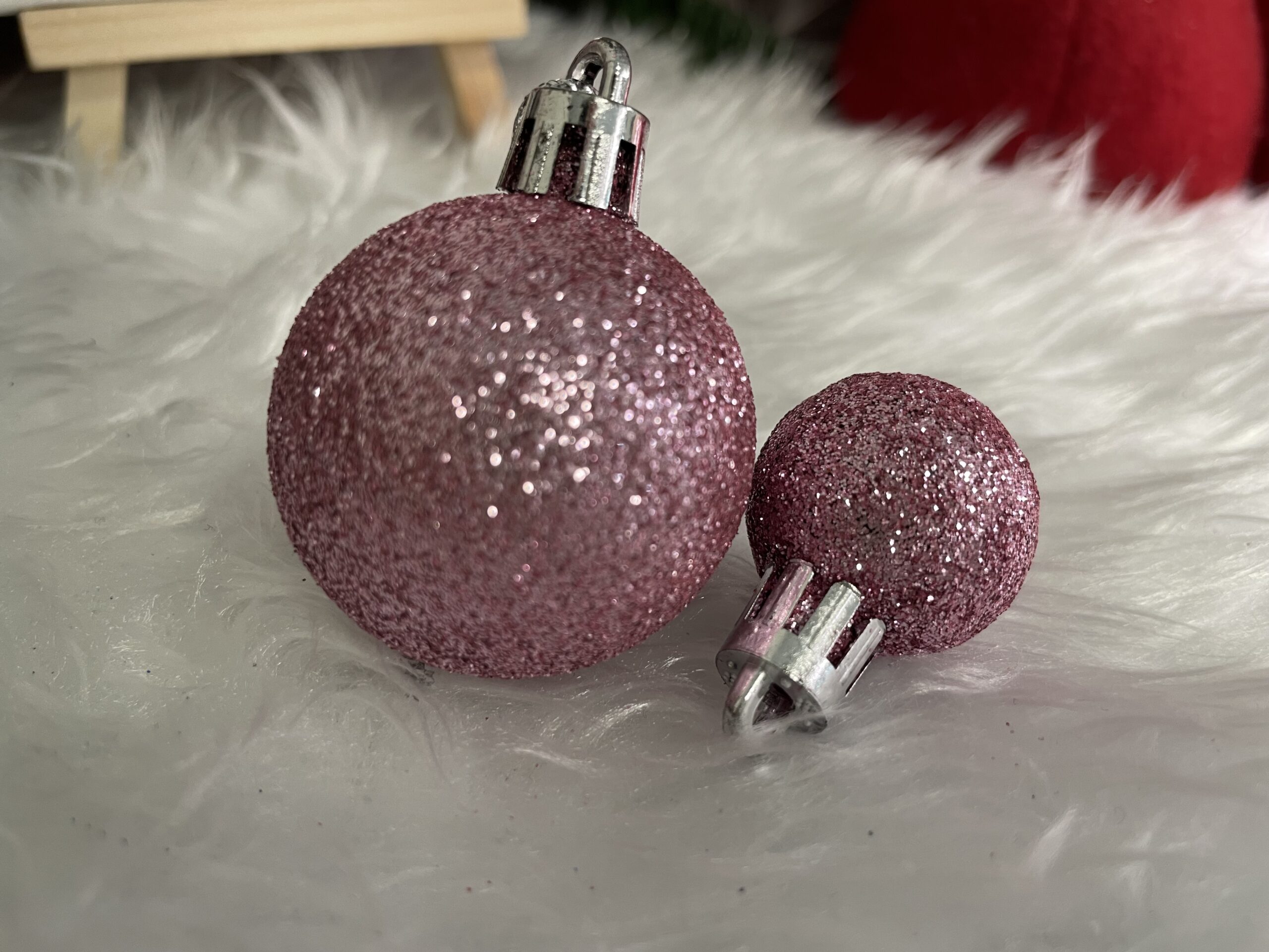 Set globuri de Craciun, 25 bucati, 3 modele, 2,5cm si 4cm, roz [17]