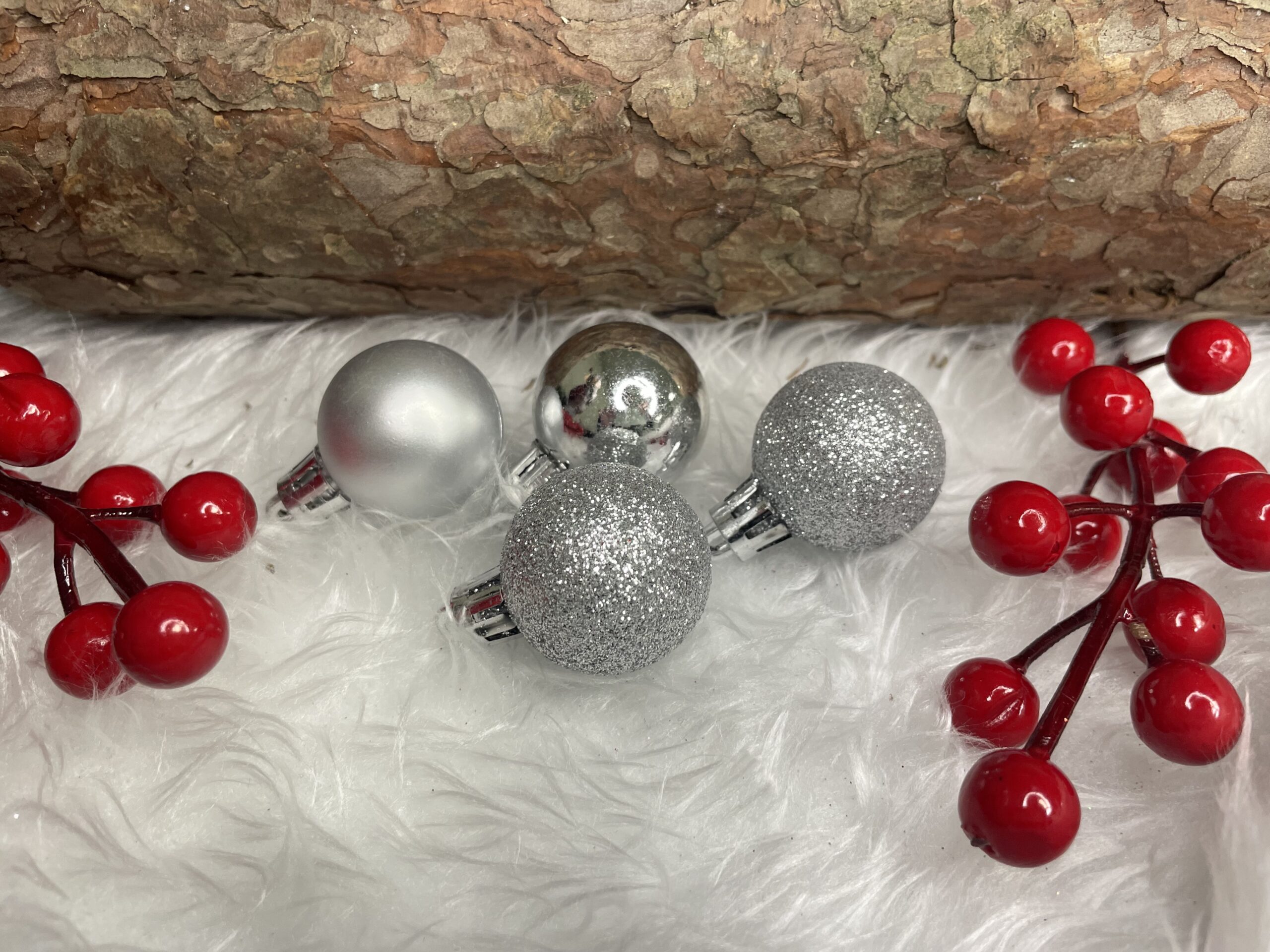 Set globuri de Craciun, 30 bucati, 3 modele, 3cm, argintiu [16]