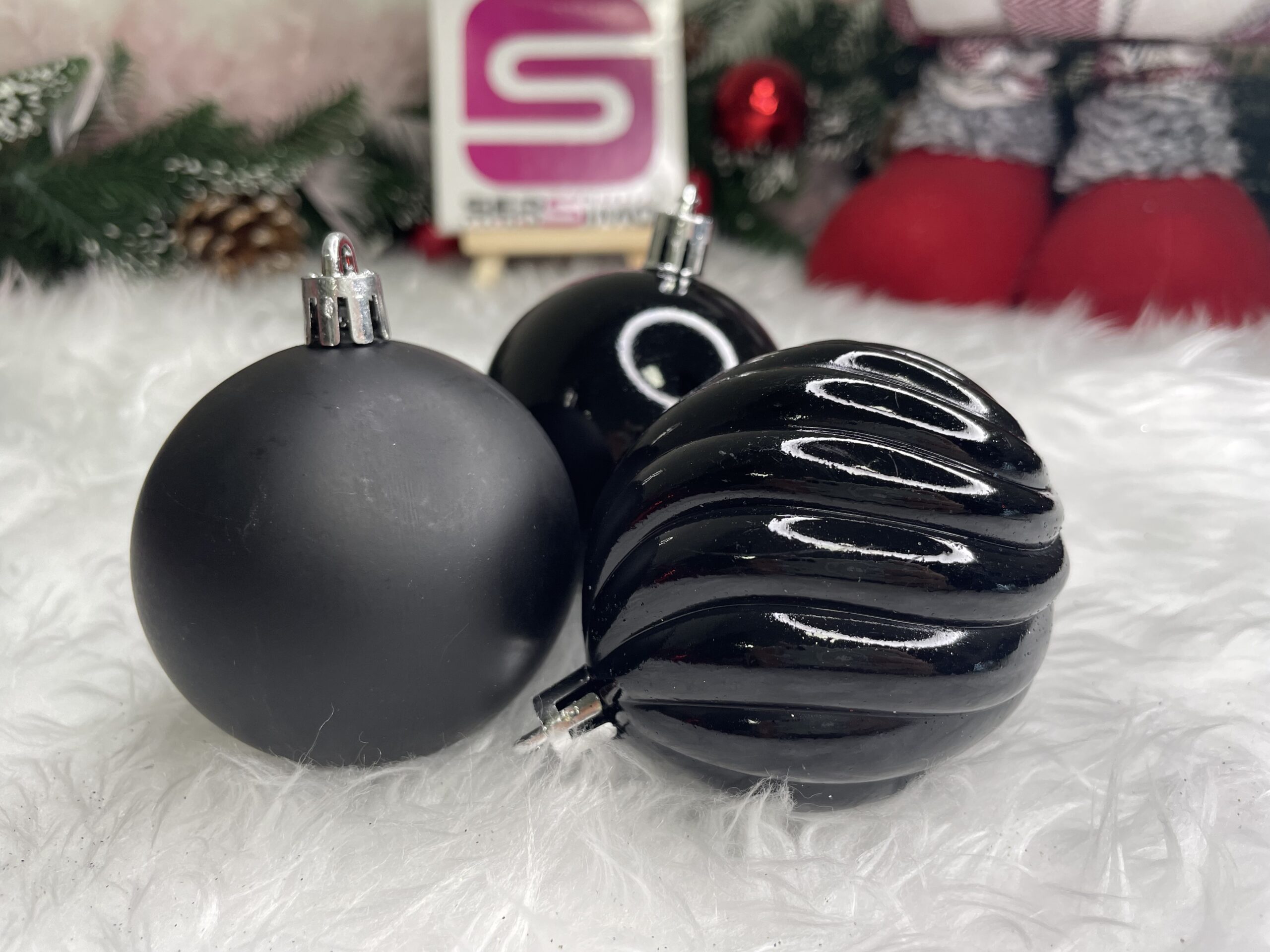 Set globuri de Craciun, 20 bucati, 5 modele, 6cm, negru [22]