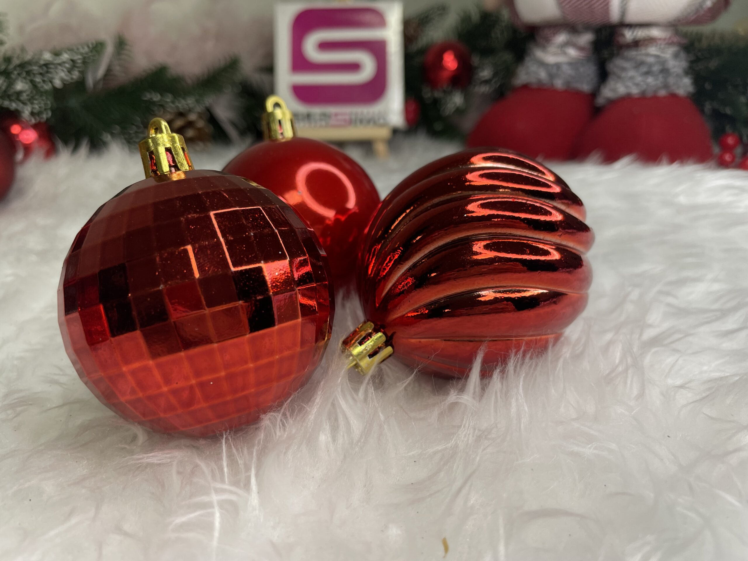 Set globuri de Craciun, 20 bucati, 5 modele, 6cm, rosu [22]