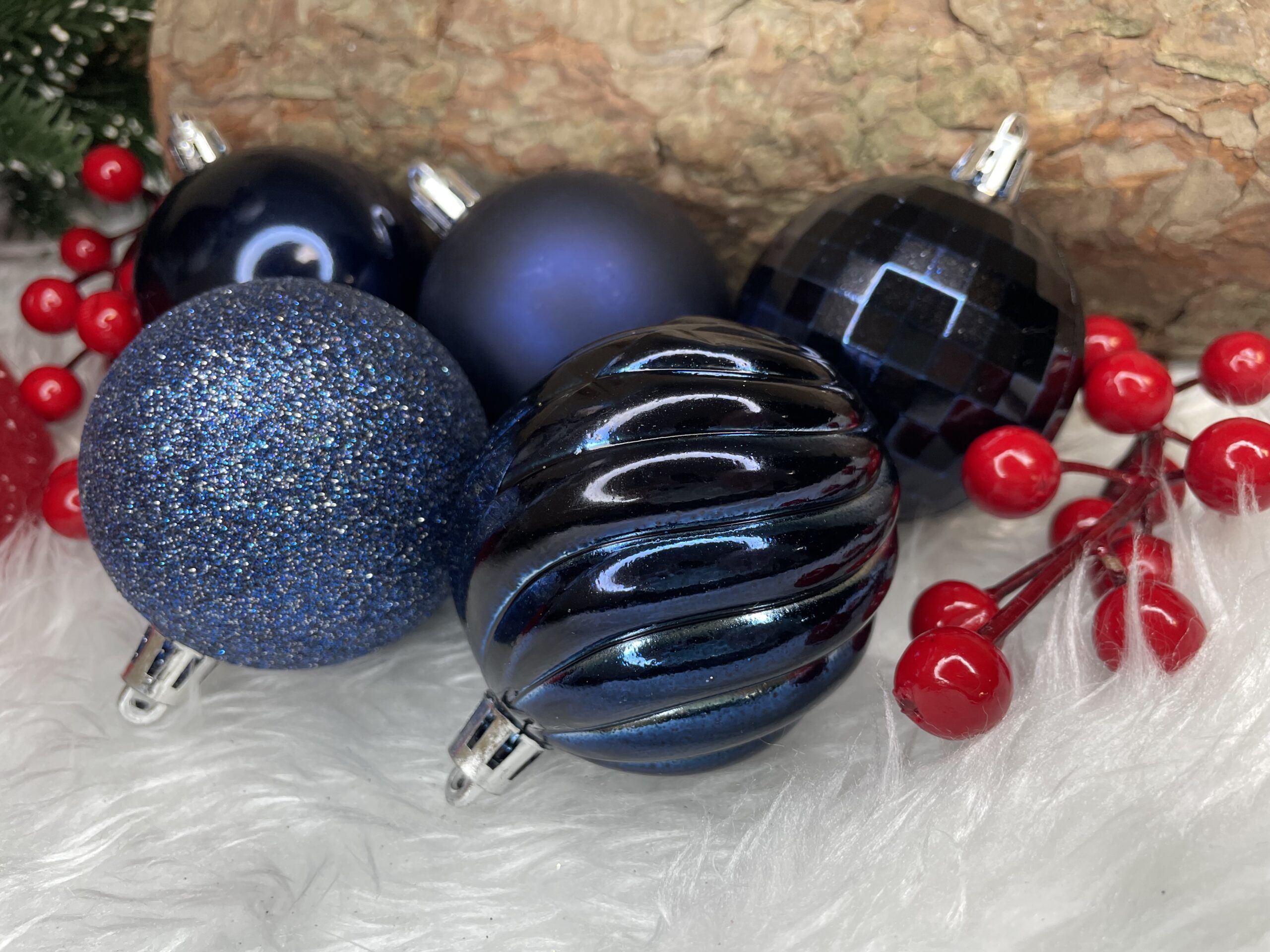 Set globuri de Craciun, 20 bucati, 5 modele, 6cm, albastru inchis [17]