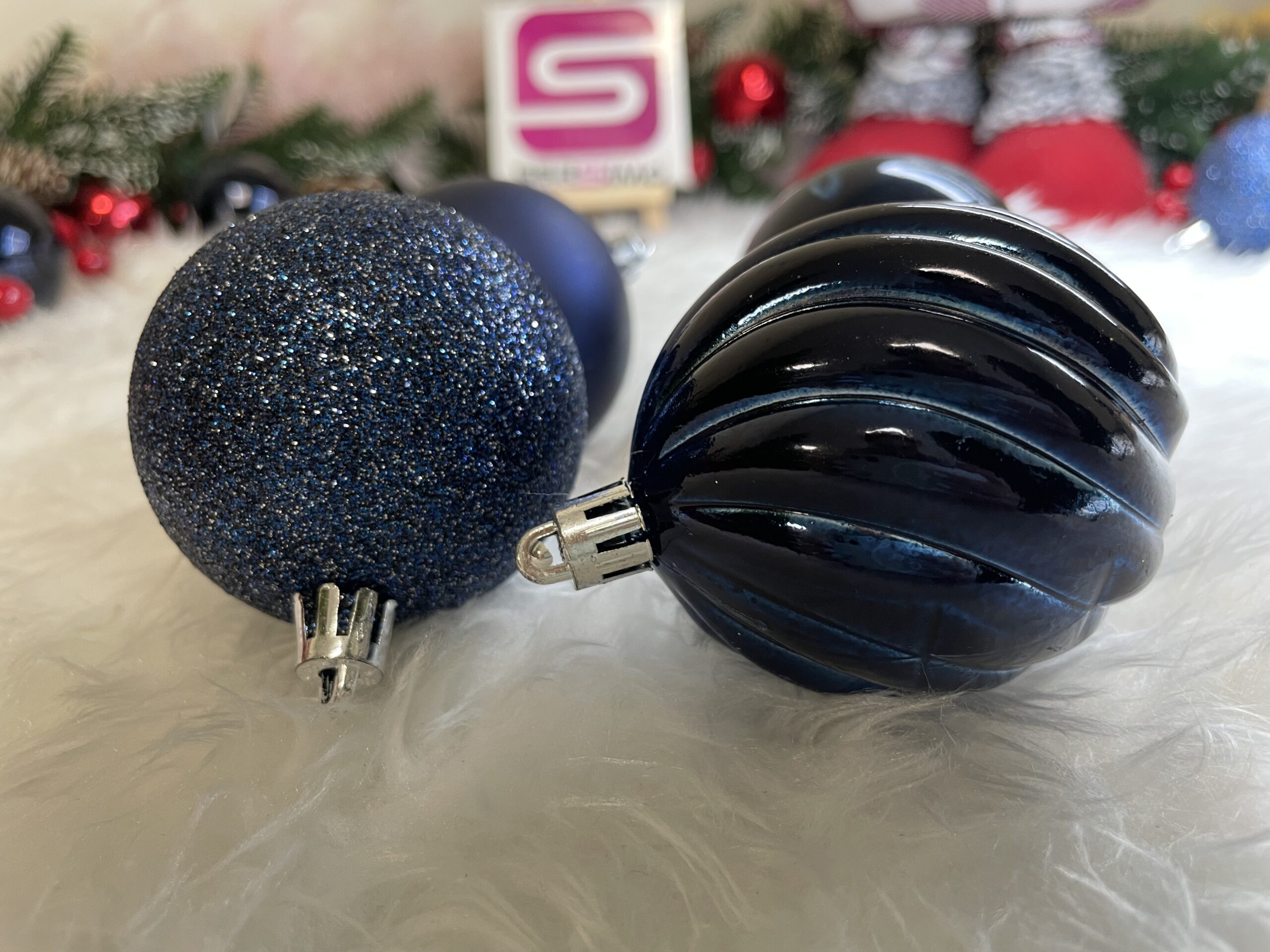 Set globuri de Craciun, 20 bucati, 5 modele, 6cm, albastru inchis [21]