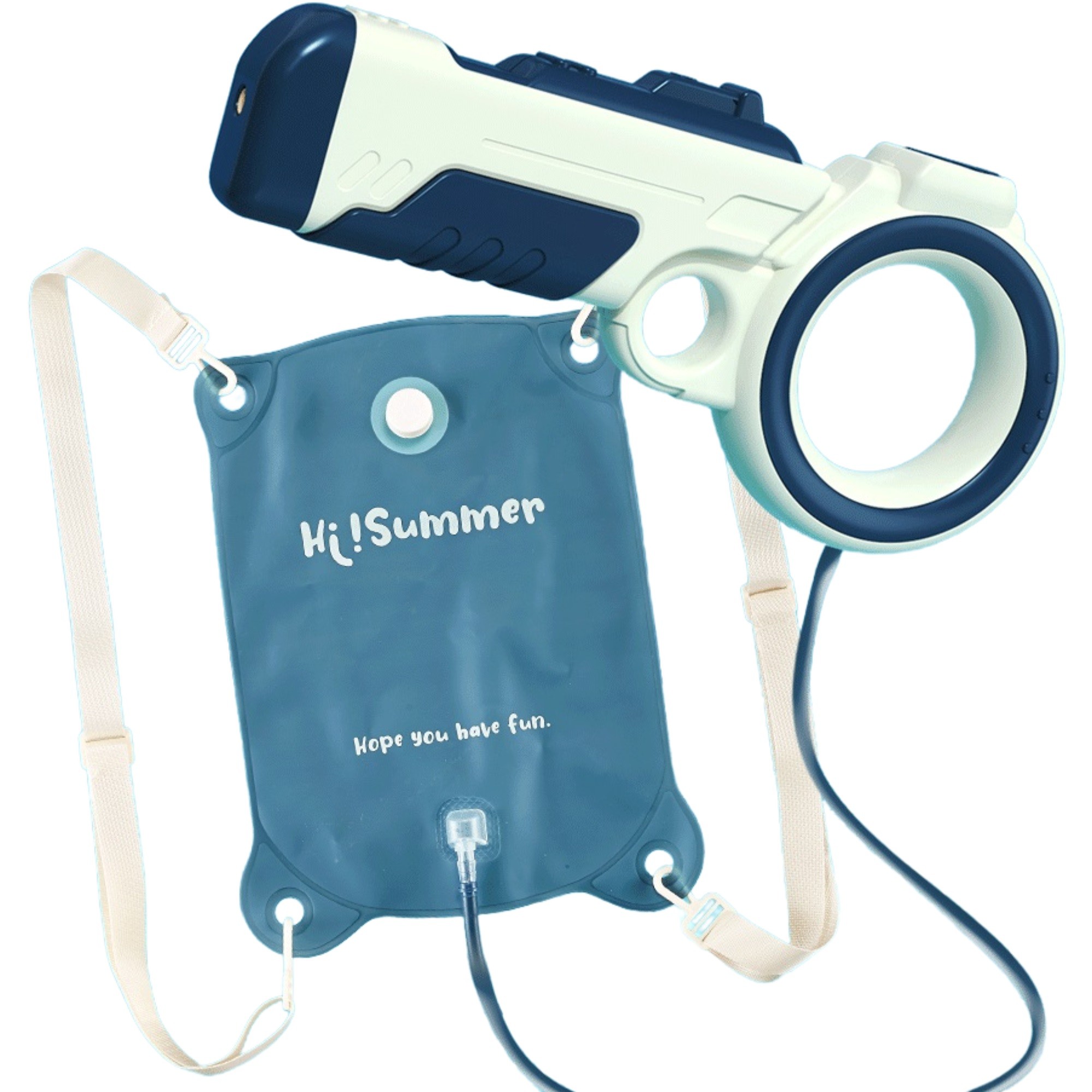 ✨TOATE PRODUSELE✨ - Pistol cu apa pentru copii , rezervor tip ghiozdan, 1500 ml, reglabil, material ABS/silicon, distanta improscare 8 metri, tragaci cu presiune, 12.5 x 28 cm, albastru