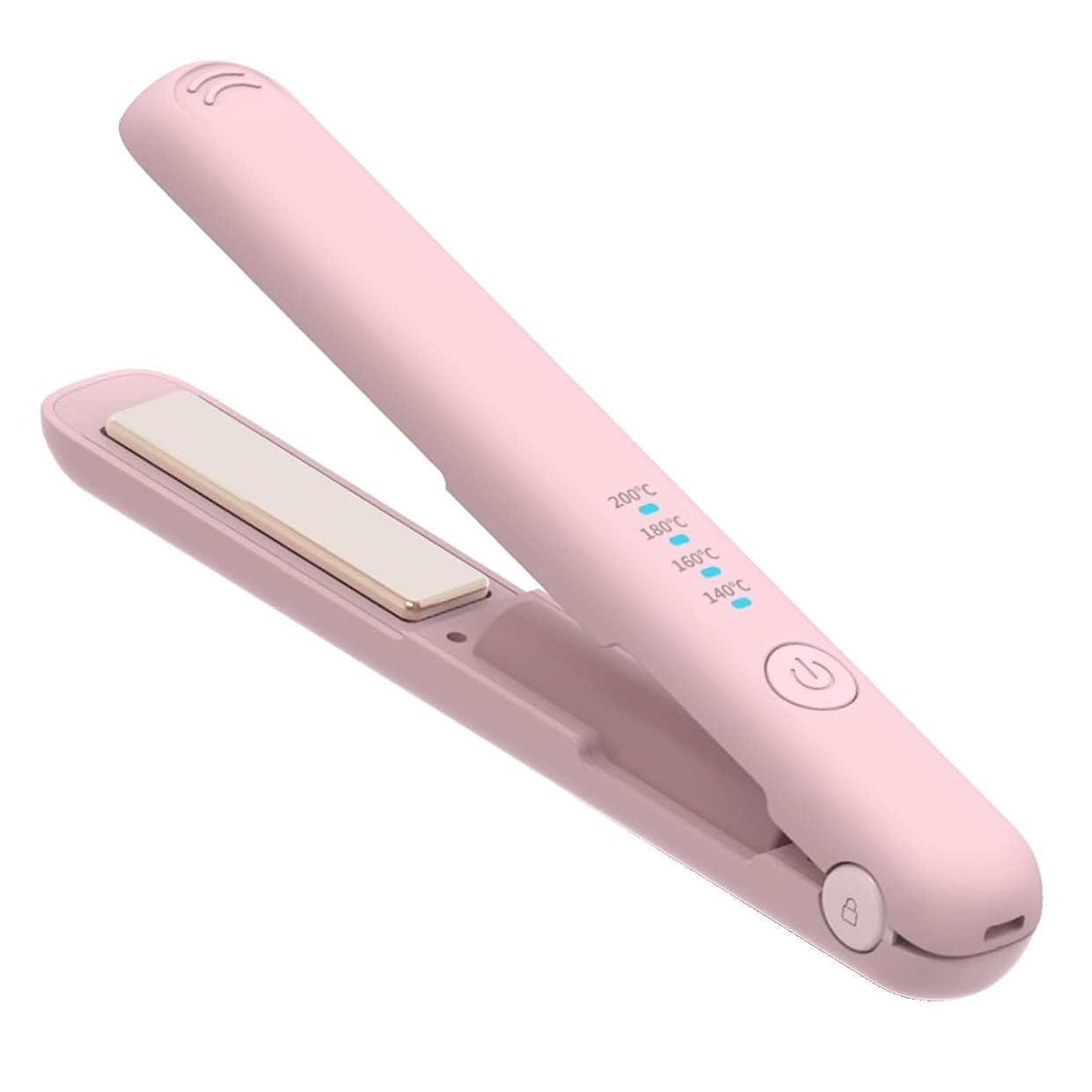 ✨TOATE PRODUSELE✨ - Placa de Par fara Fir, , Adaptor Tip C, Tensiune 5V, Capacitate Baterie 3000 mAh, Indreptat, Ondulat, 4 Trepte de Temperatura, 21.8 x 3.1 x 3.4.1 cm, Roz