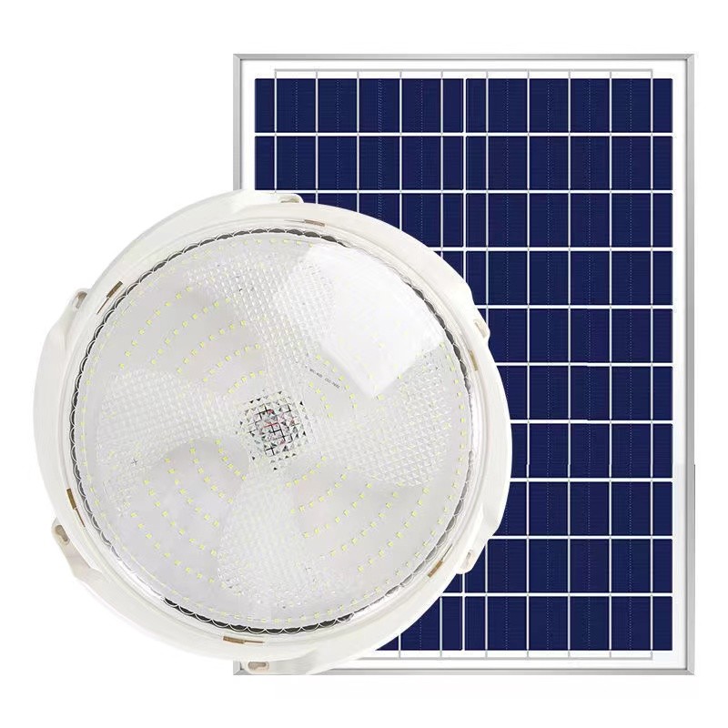 Lampi solare - Plafoniera solara , 50 W, diametru 200 MM, cu telecomanda, lungime prelungitor 4.6 m alb rece