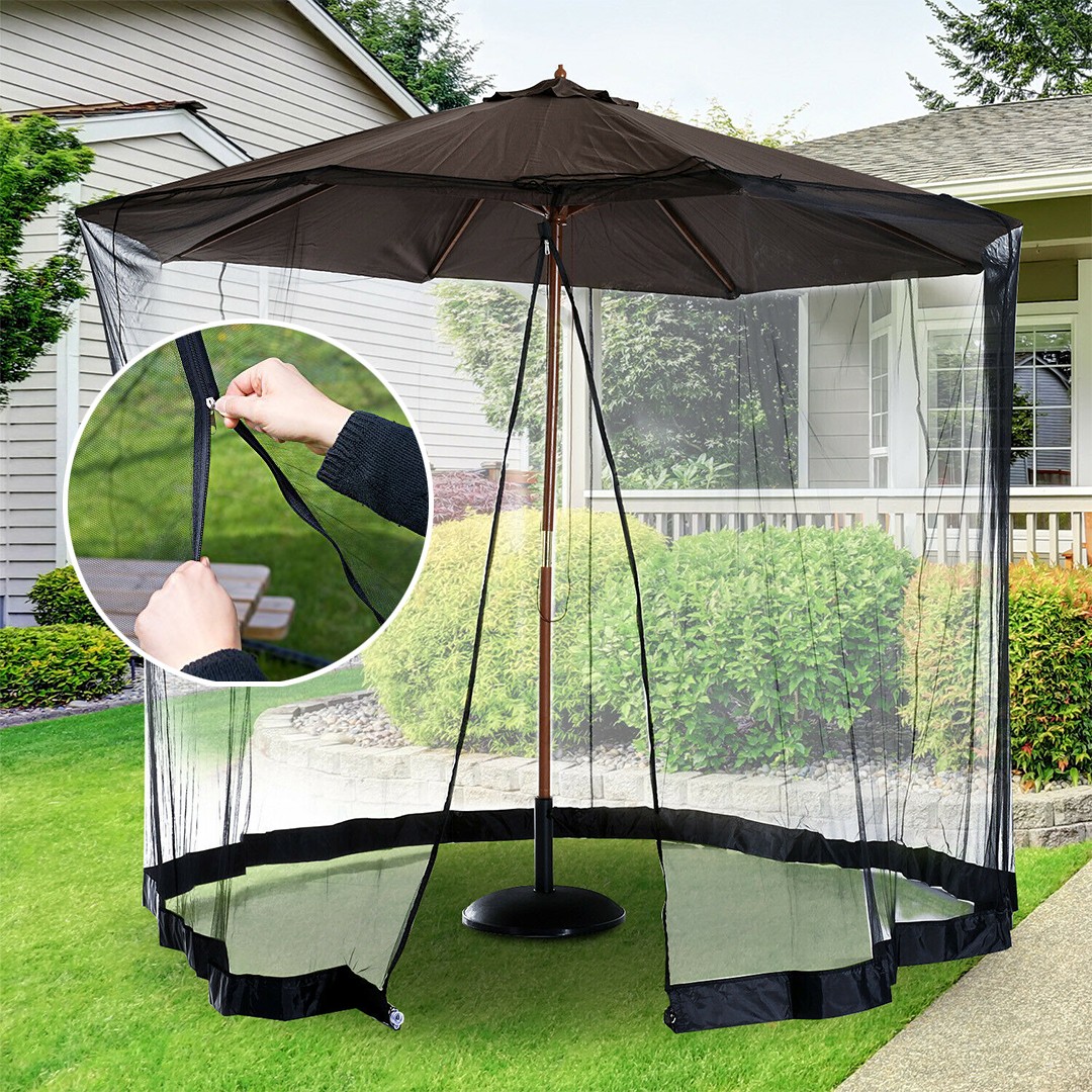 Plasa anti-tantari si insecte , pentru umbrela de soare, inaltime 2.3, diametru 3 m, negru [2]