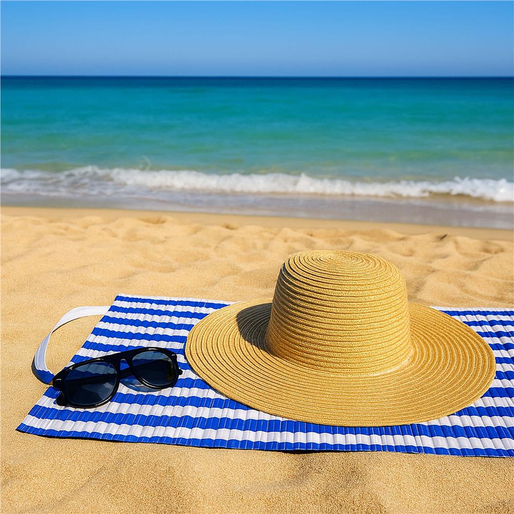 Saltea plaja pliabila din spuma EPE, cu maner si prindere, 180x60x1 cm, albastru cu dungi [17]