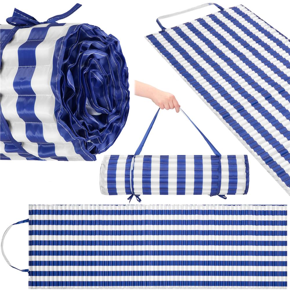 Saltea plaja pliabila din spuma EPE, cu maner si prindere, 180x60x1 cm, albastru cu dungi [4]