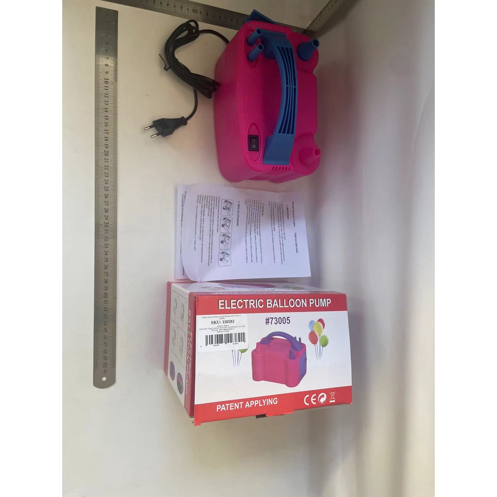 Pompa Electrica Pentru Umflat Baloane, 600 W, Roz cu albastru, [9]