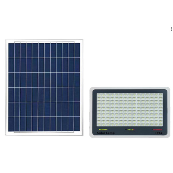 Lampi solare - Proiector LED cu Panou Solar , Senzor lumina, Waterproof, 396 LED-uri incorporate, 200W, 30x24 cm, IP67, Design Modern, Negru