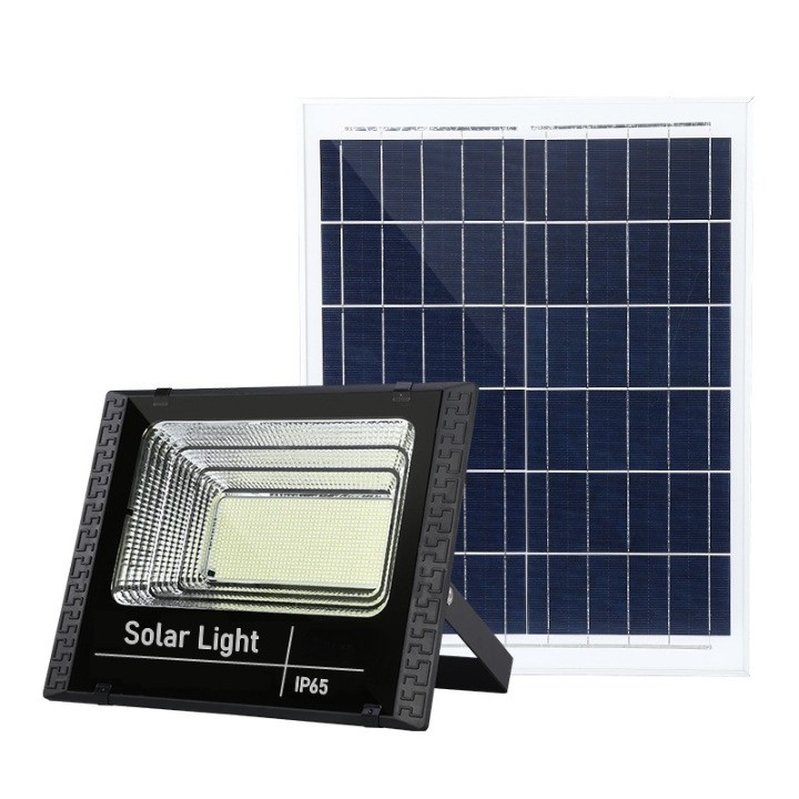 Lampi solare - Proiector LED SMD 300W cu incarcare solara , panou solar, cu telecomanda, suport prindere, material ABS, 14AH, 1032 LED-uri, 5 m cablu inclus, 1019Lm, 36x32 cm, negru