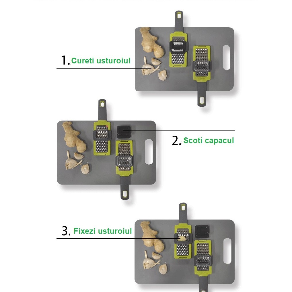 Razatoare Multifunctionala, , pentru Ustuoi, Branza, Cascaval, 20.3 x 5.8 x 3.3 cm, Verde/Gri [6]