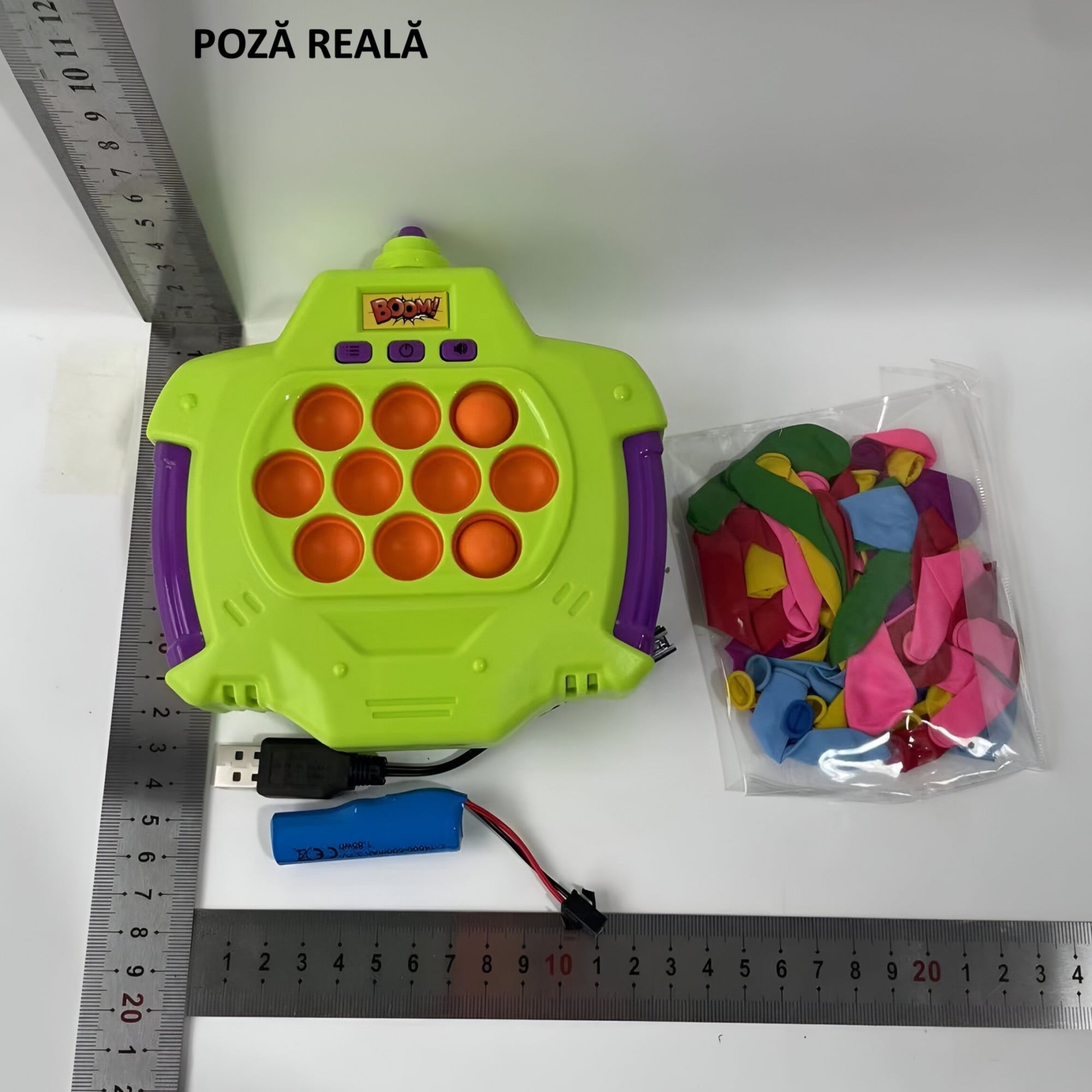 Joc Pop-It Antistres, , Electronic, 50 de Baloane, Muzica, 2 Moduri de Joc, Nivel Maxim 200, 14.5x13.5x5.7cm, Verde [1]