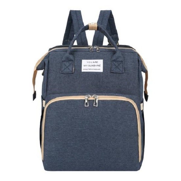 ✨TOATE PRODUSELE✨ - Rucsac Multifunctional pentru Mamici, , cu Patut Pliabil si Baza de Schimbat, Rezistent la Apa, Capacitate Mare, Usor, Compartimente Multiple, Buzunar Termic pentru Lapte, 42 x 32 x 22 cm, Albastru Inchis