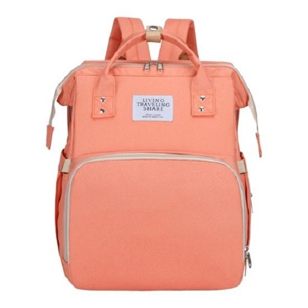 ✨TOATE PRODUSELE✨ - Rucsac Multifunctional pentru Mamici, , cu Patut Pliabil si Baza de Schimbat, Rezistent la Apa, Capacitate Mare, Usor, Compartimente Multiple, Buzunar Termic pentru Lapte, 42 x 32 x 22 cm, Roz Pudra