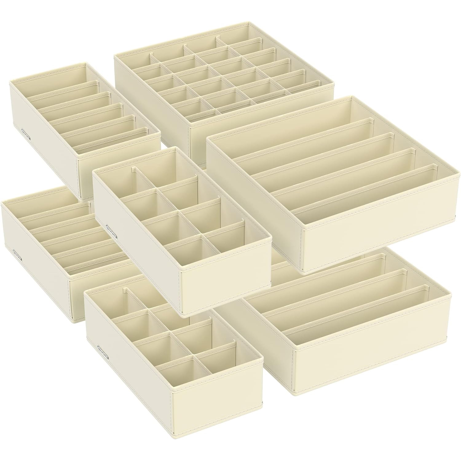 ORGANIZARE - SONGMICS Organizator lenjerie set 8 cutii pliabile din material textil, pentru sertare si dulap, bej