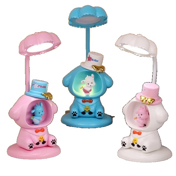 ✨TOATE PRODUSELE✨ - Lampa de Veghe, , cu Ascutitoare de Creioane, 2 Functii de Lumina, de Birou si de Veghe, Model Catelus, Incarcare USB 10 x 29 cm, Multicolor