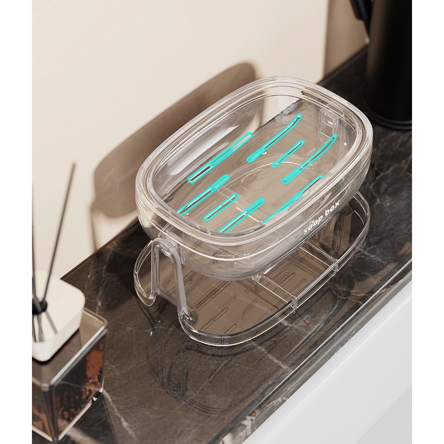 Savoniera cu Suport 2 in 1, , Pentru Perete sau Blat, PET, Scurgere Optima, Alb [3]