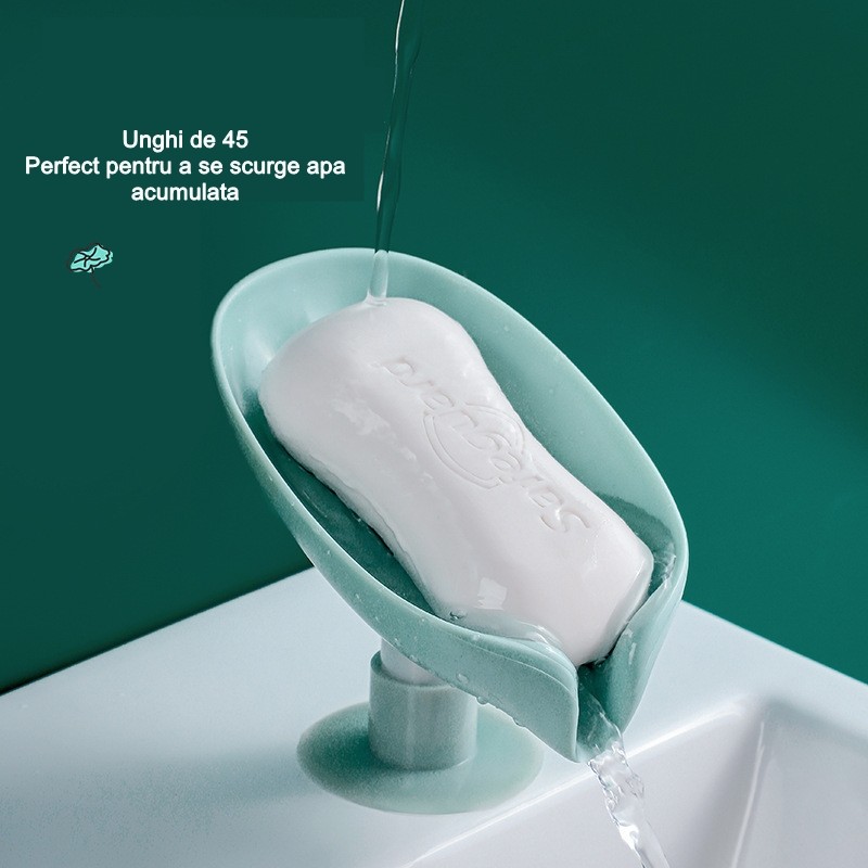 Savoniera , cu scurgere, pentru sapun, cu ventuza, material ABS, 13 x 8.5 x 10.5 cm, albastru [3]