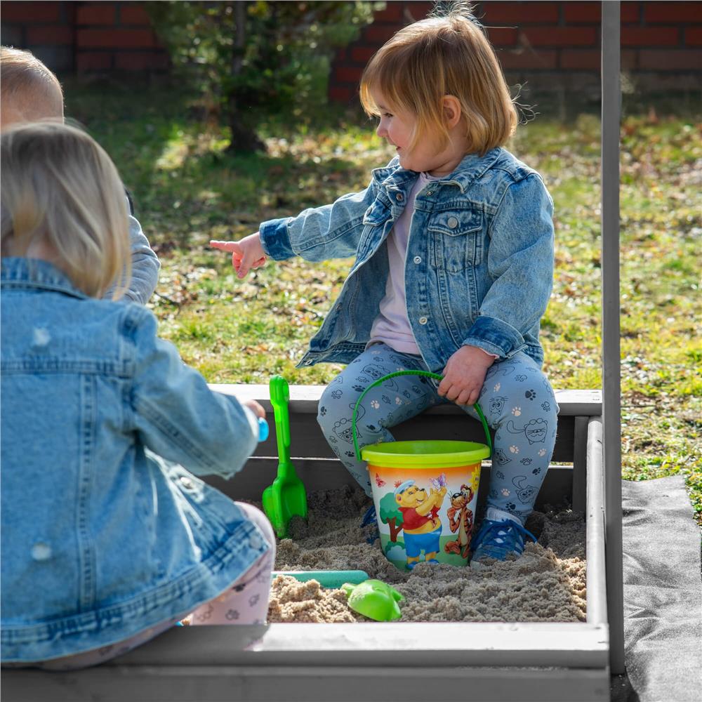 Lada nisip din lemn cu acoperis reglabil si capac, pliabila, 120x120x120 cm, gri [24]