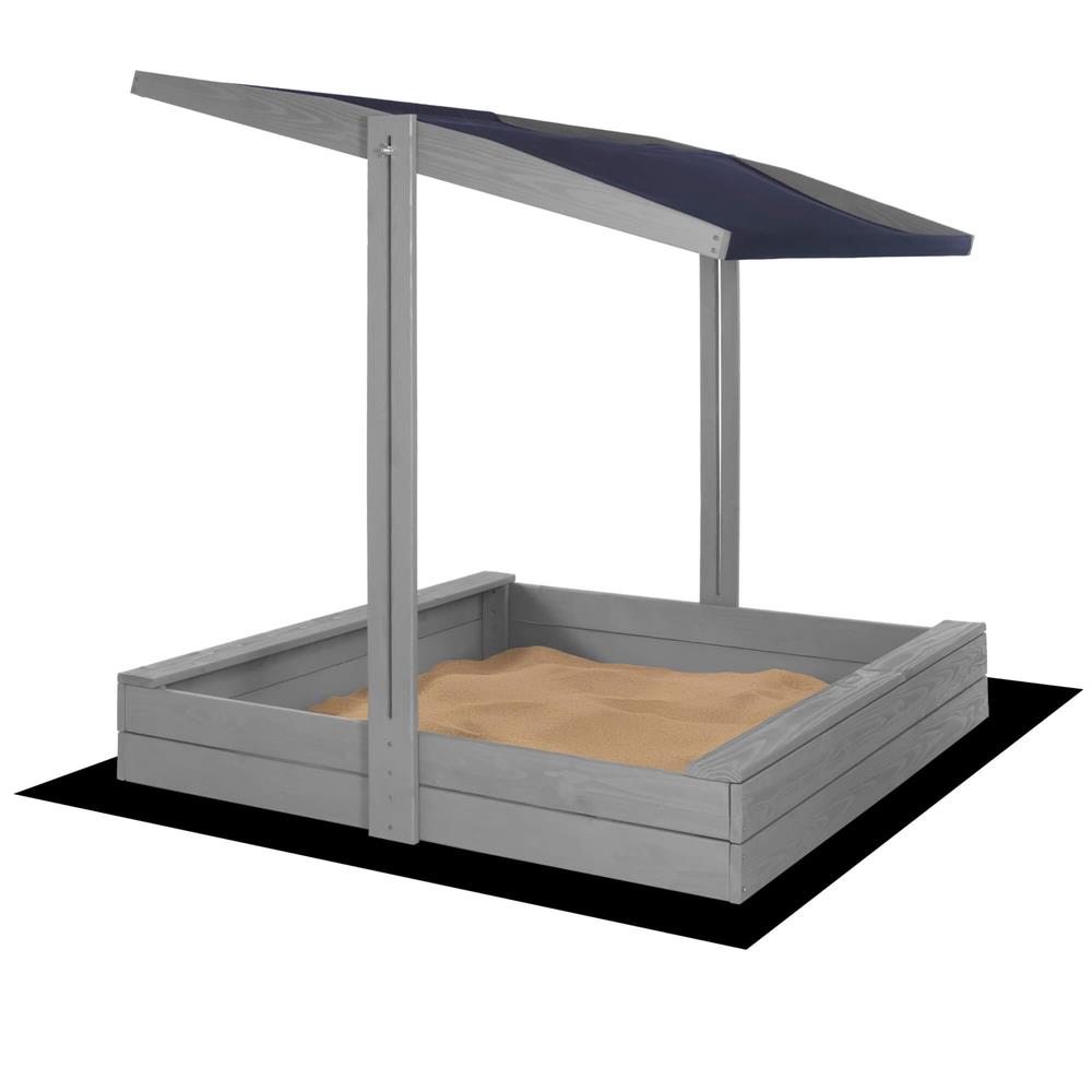 Lada nisip din lemn cu acoperis reglabil si capac, pliabila, 120x120x120 cm, gri [4]