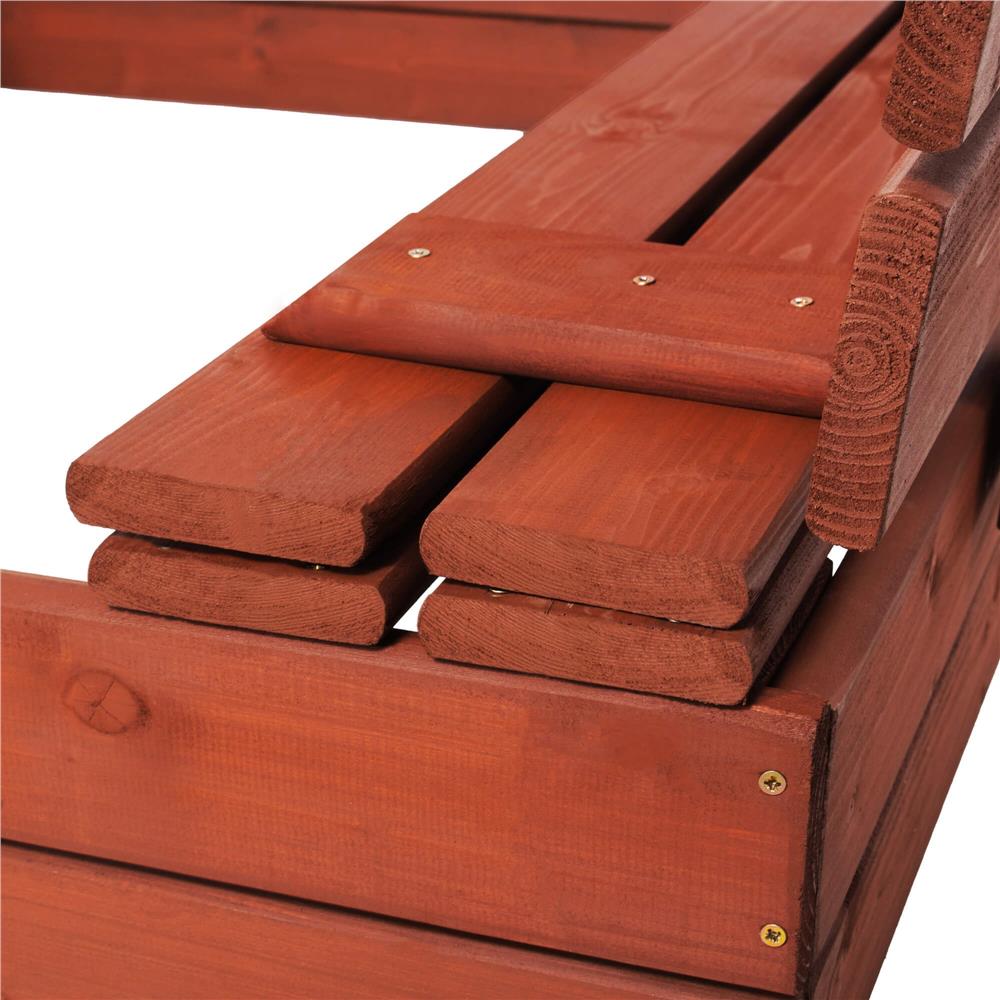 Lada nisip din lemn pliabila cu capac si bancute, 120x120x41 cm, maro [15]