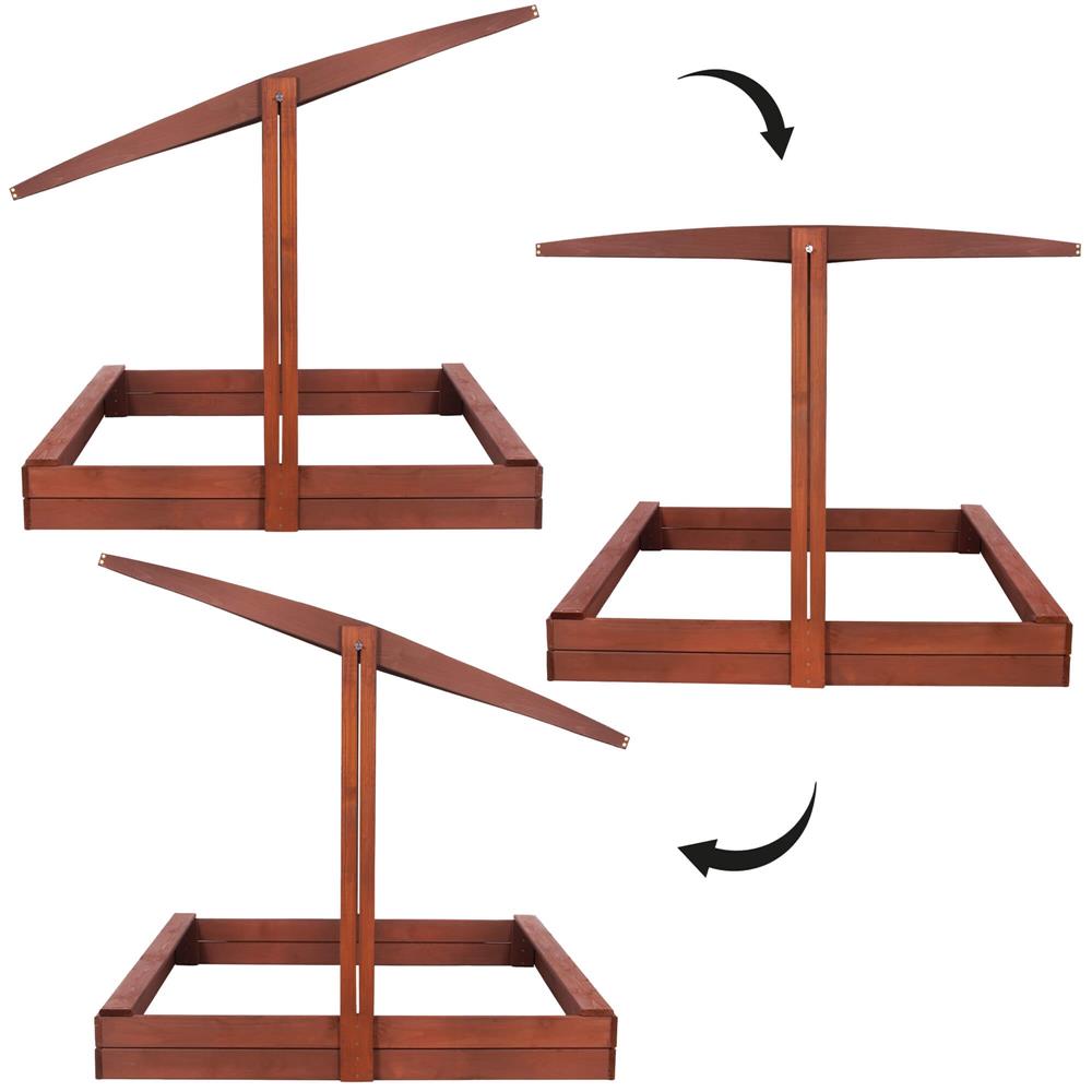 Lada nisip din lemn cu acoperis reglabil, 140x140x121 cm, maro [28]