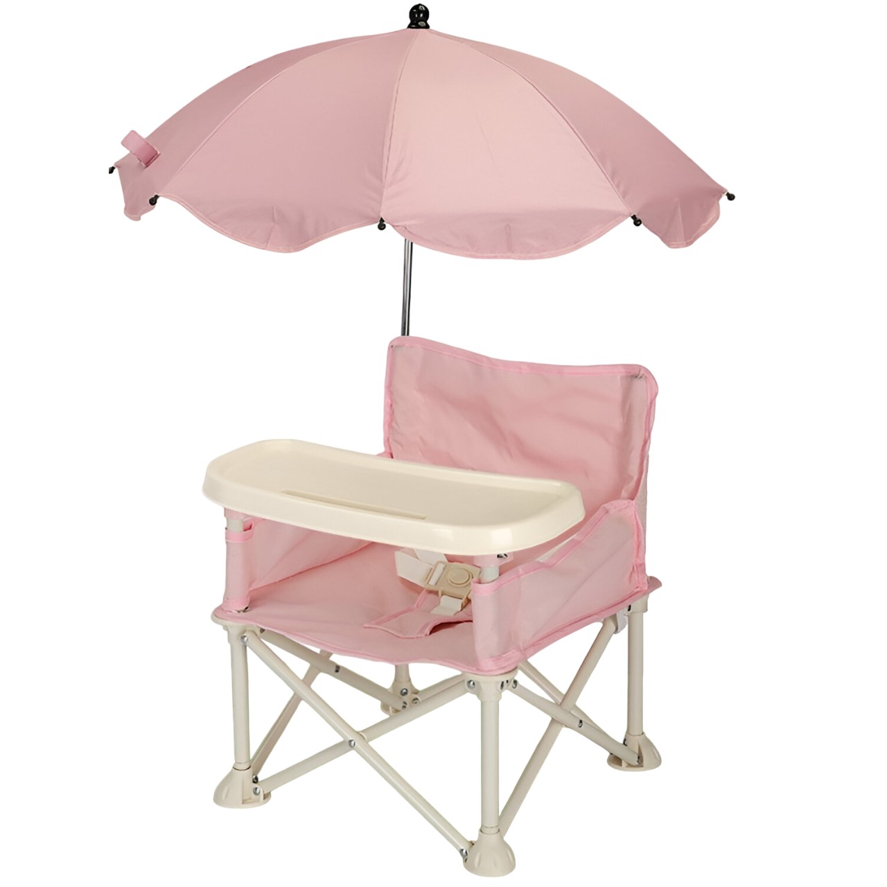 Scaune de masa bebe - Scaun de Masa pentru Bebelusi si Copii, , Tavita si Husa Detasabile, Multifuncțional, Stabil, Centura de Siguranta, Cos de Depozitare, Roz, cu Umbrela Roz, de la 6 Luni