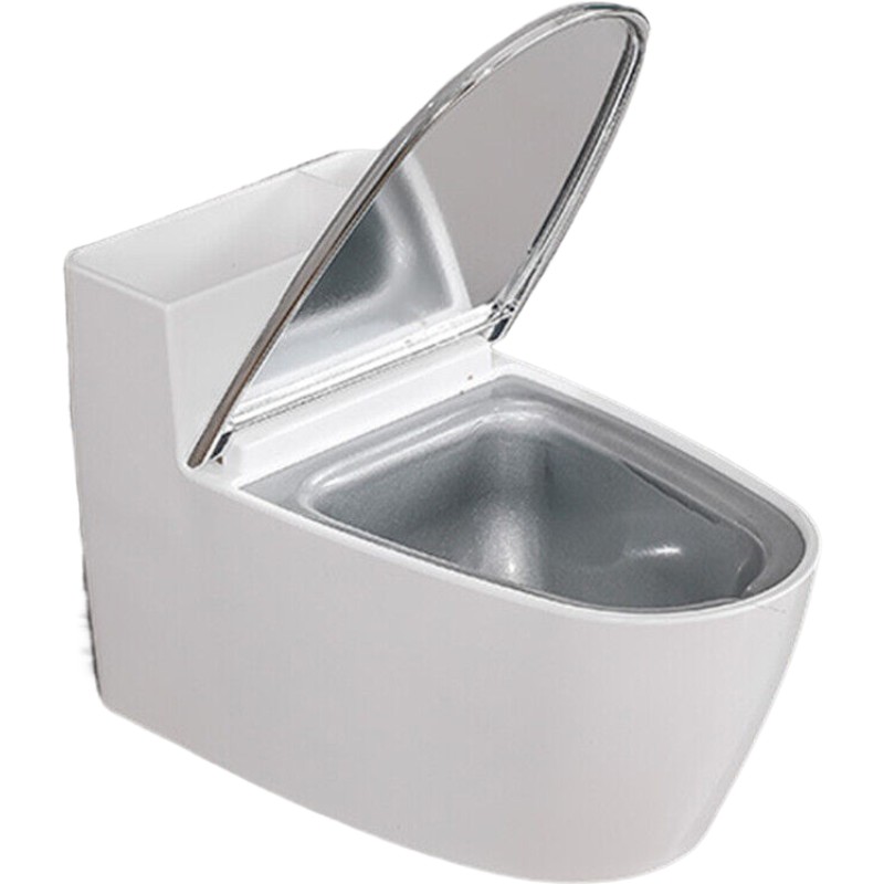 Articole pentru baie - Scrumiera creativa , Forma de Toaleta, Capac Argintiu, Material ABS si Otel Inoxidabil, 12.5 x 9.8 x 8.4 cm, Fixare prin Lipire sau De Sine Statator, pentru Baie, Camera, Bucatarie, Balcon, Argintiu
