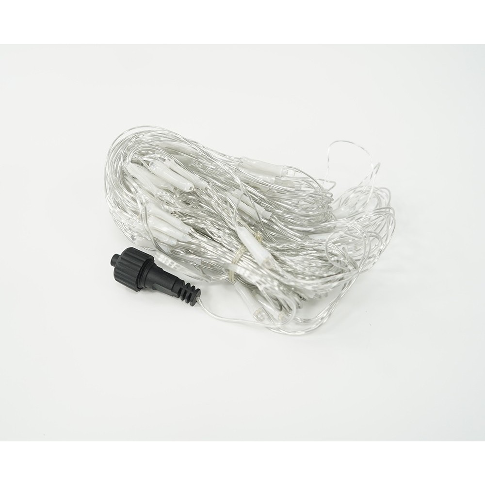 Sectiune Instalatie de Craciun , Tip Plasa, 80 LED-uri, 2 m x 1 m, 8 jocuri de lumini, Interconectabila, Fir transparent, Alb cald [5]