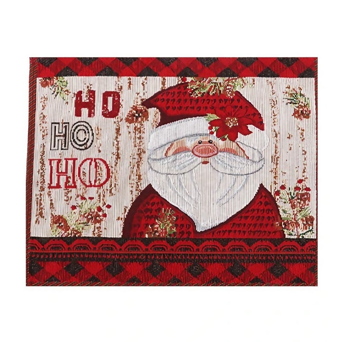 ✨TOATE PRODUSELE✨ - Servet de Masa, , Model Mos Craciun, Scris HoHoHo, Tematica Craciun, Prosop pentru Masa, Bumbac si Fibre Sintetice, 43x33 cm, Rosu