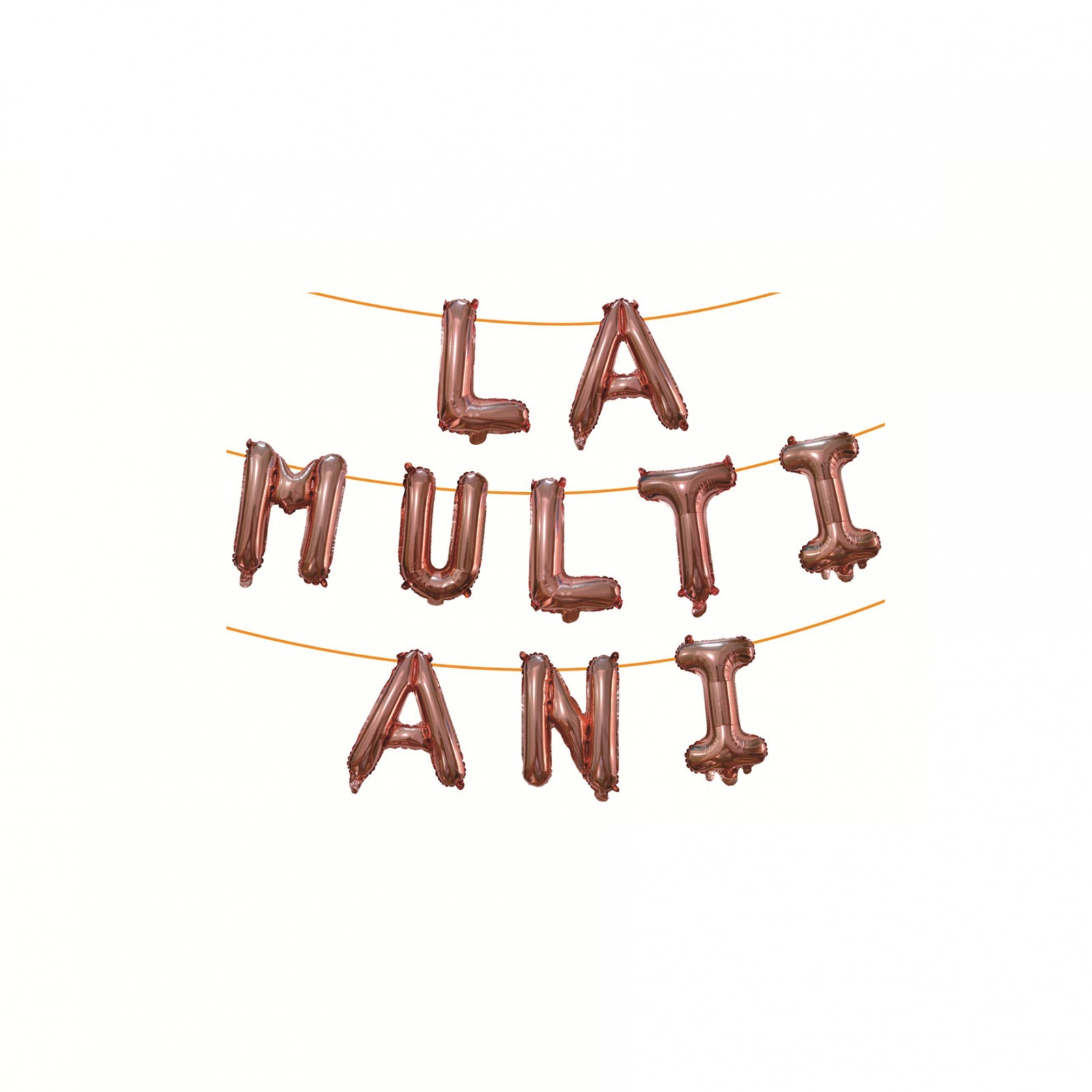 Set 10 Baloane din Folie Metalizata, , Figurine Litere, Model La multi ani, Tema Aniversare, 40 cm, Ambalaj Individual, Pai Inclus, Umflare cu Aer sau Heliu, Bej [2]