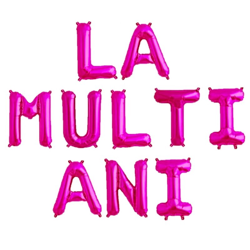 ✨TOATE PRODUSELE✨ - Set 10 Baloane din Folie Metalizata, , Figurine Litere, Model La multi ani, Tema Aniversare, 40 cm, Ambalaj Individual, Pai Inclus, Umflare cu Aer sau Heliu, Roz