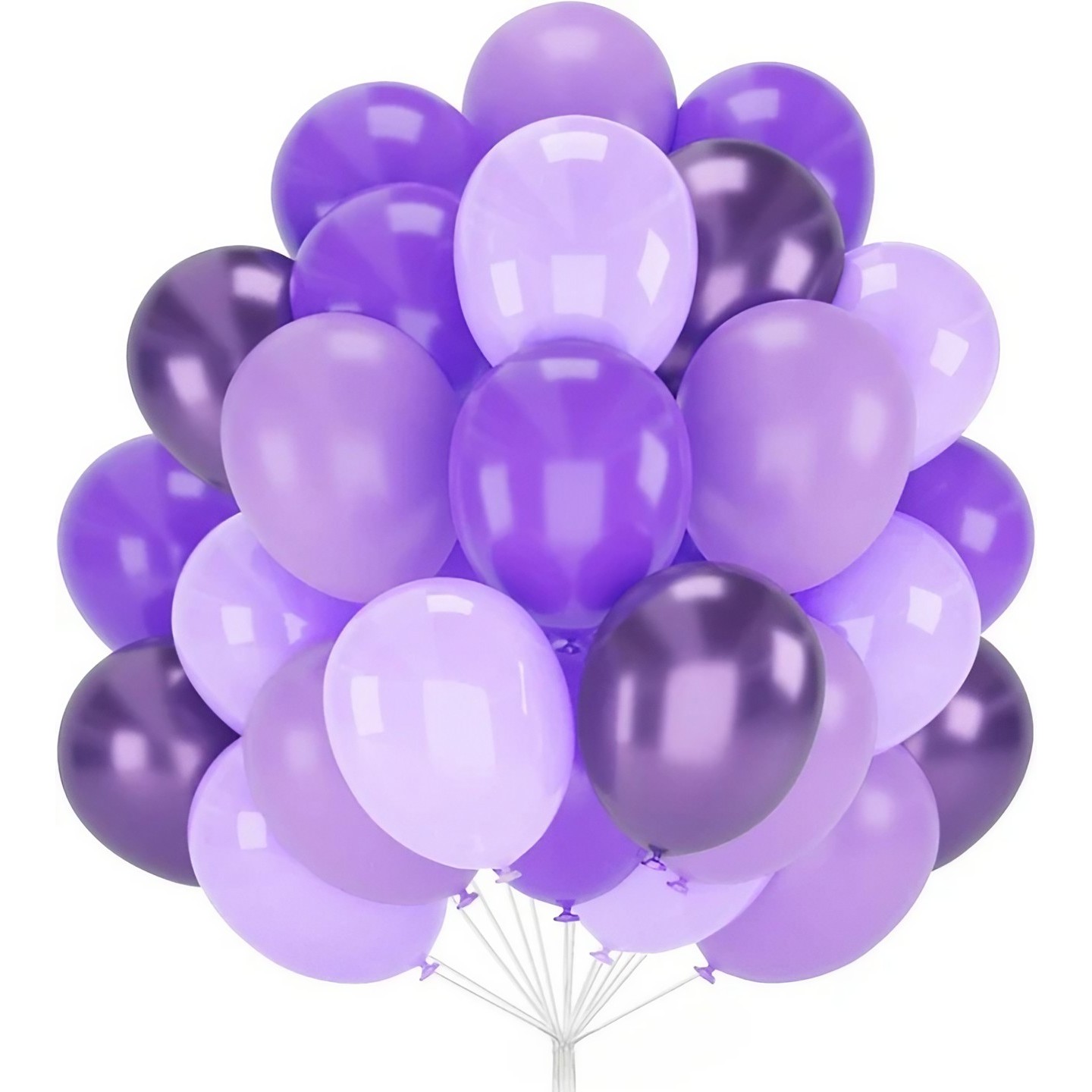 ✨TOATE PRODUSELE✨ - Set 10 Baloane din Latex Chrome, , Model Party, 23 cm, Diferite Nuante Mov, 2.2 g