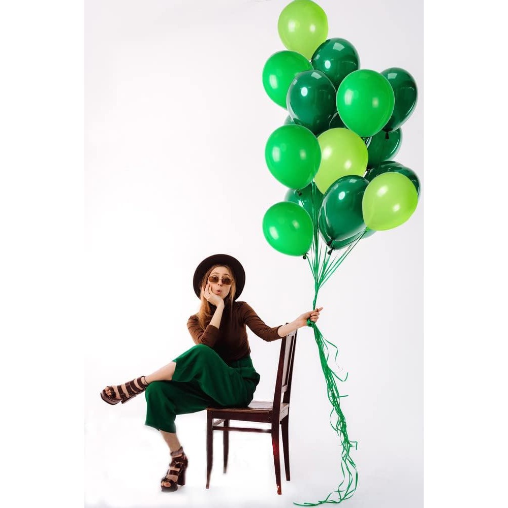 Set 10 Baloane din Latex, , Model Party, 30 cm, Verde Diferite Nuante, 2.8 g [10]