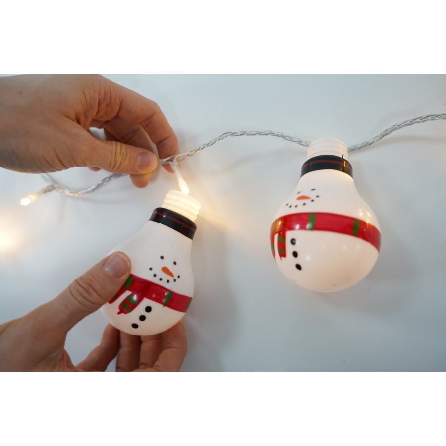 Set 10 Ornamente pentru Instalatie, , Atasare la Instalatia de Craciun, Design Festiv, Protectie Becuri Instalatie, Rezistente la Zapada, Interior/ Exterior, Model Om de zapada [3]