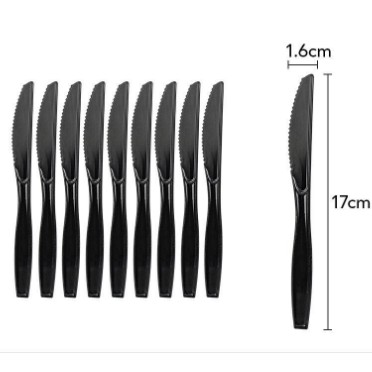 ✨TOATE PRODUSELE✨ - Set 10 Cutite de Unica Folosinta, , Plastic, 17x1.6 cm, negru