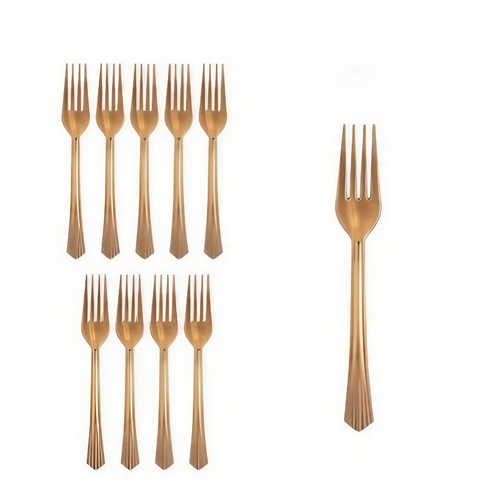 ✨TOATE PRODUSELE✨ - Set 10 Furculite de Unica Folosinta, , Plastic, 15.5 x 2.5 cm, Bronz