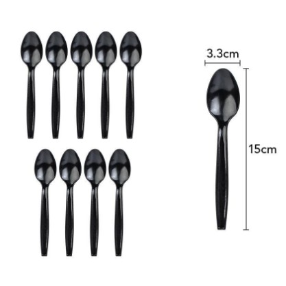 ✨TOATE PRODUSELE✨ - Set 10 Linguri de Unica Folosinta, , Plastic, 15x3.3 cm, negru