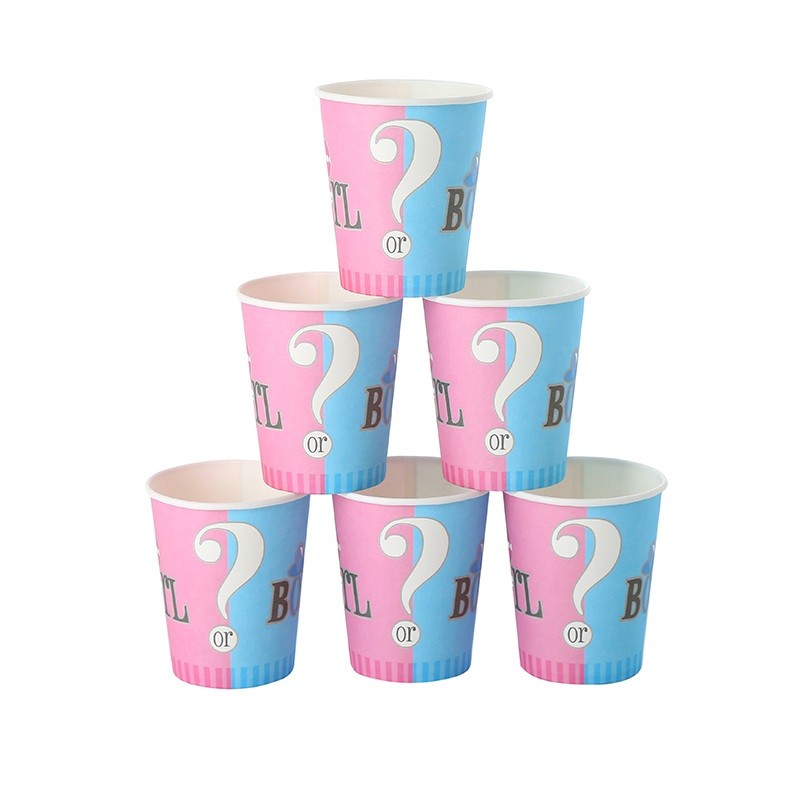 ✨TOATE PRODUSELE✨ - Set 10 Pahare Gender Reveal, , Girl or Boy, din Carton, 7 x 5 x 8.5 cm, 250 ml, Roz/Albastru