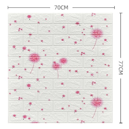 Set 10 Placi Tapet 3D, , 70 x 77 cm, Grosime 3 mm, din Polietilena, Tip Caramida, Model Papadie Roz, Suprafata acoperita 5.3 mp, Alb [5]