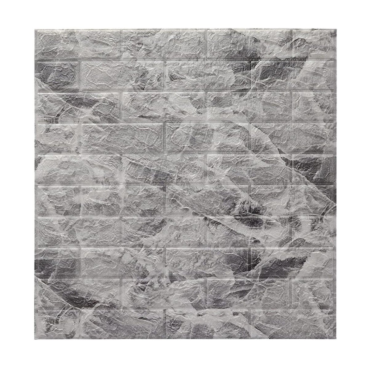 Tapet 3D Autoadeziv - Set 10 Placi Tapet 3D, , 70 x 77 cm, Grosime 3 mm, din Polietilena, Model Caramida, Suprafata acoperita 5.3 mp, Marmura Gri