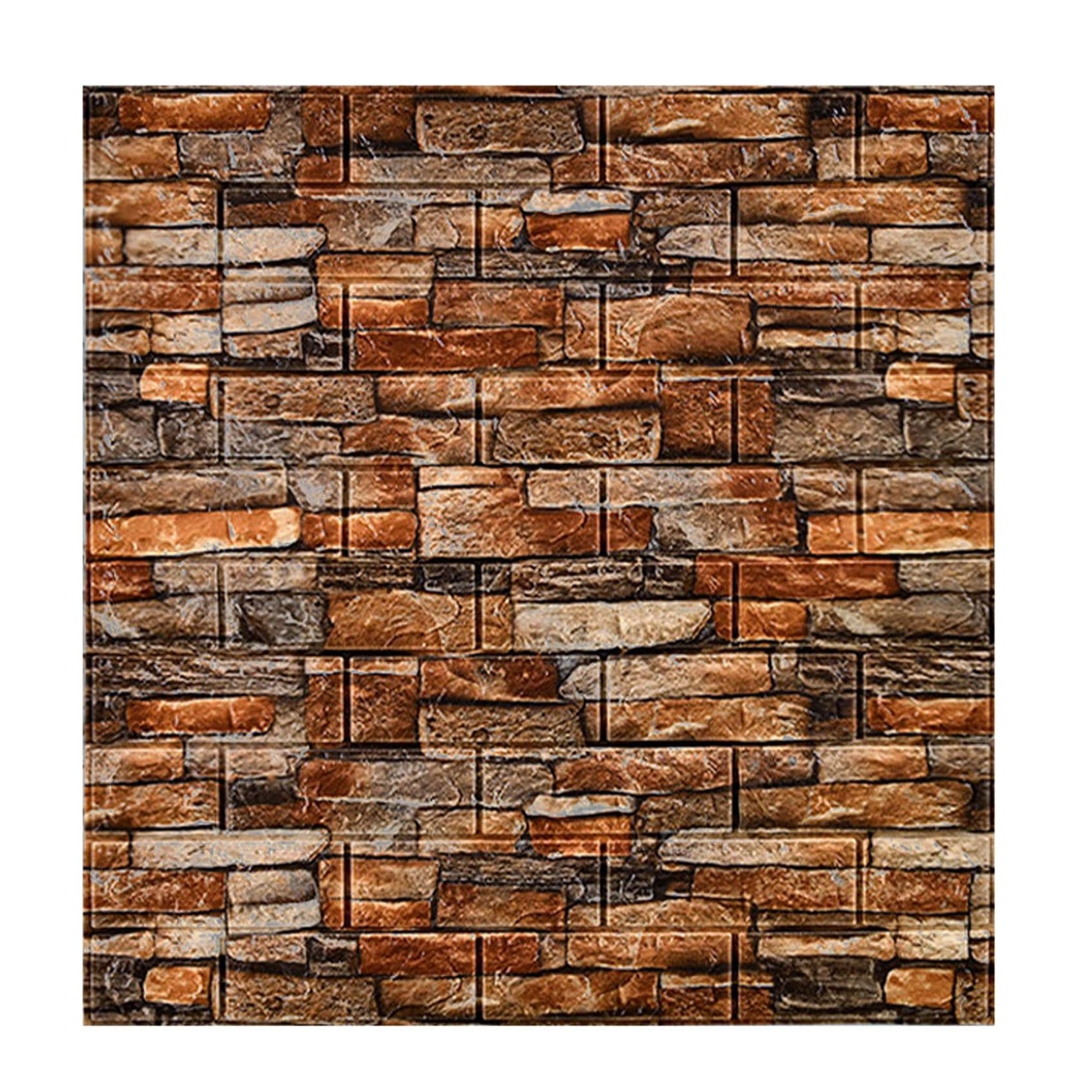 Tapet 3D Autoadeziv - Set 10 Placi Tapet 3D, , 70 x 77 cm, Grosime 3 mm, din Polietilena, Model Caramida, Suprafata acoperita 5.3 mp, Piatra Rosie