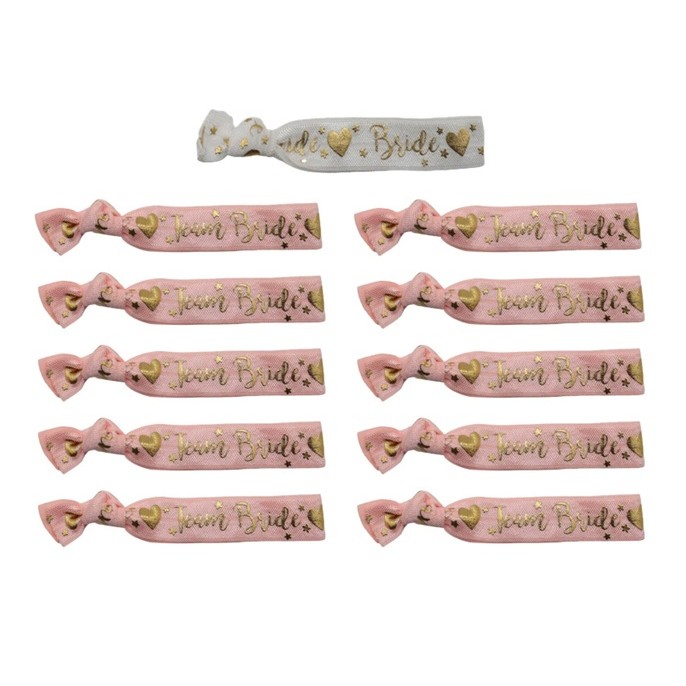 ✨TOATE PRODUSELE✨ - Set 11 Bratari, , pentru Petrecerea Burlacitelor, din Panza, Marime Universala, Alb/Roz