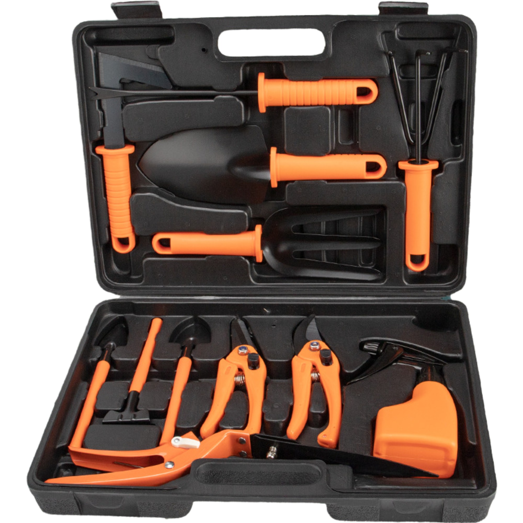 Articole pentru Gradina si Bricolaj - Set 12 accesorii pentru gradinarit , geanta depozitare inclusa, otel inoxidabil, 37 x 27 cm, portocaliu