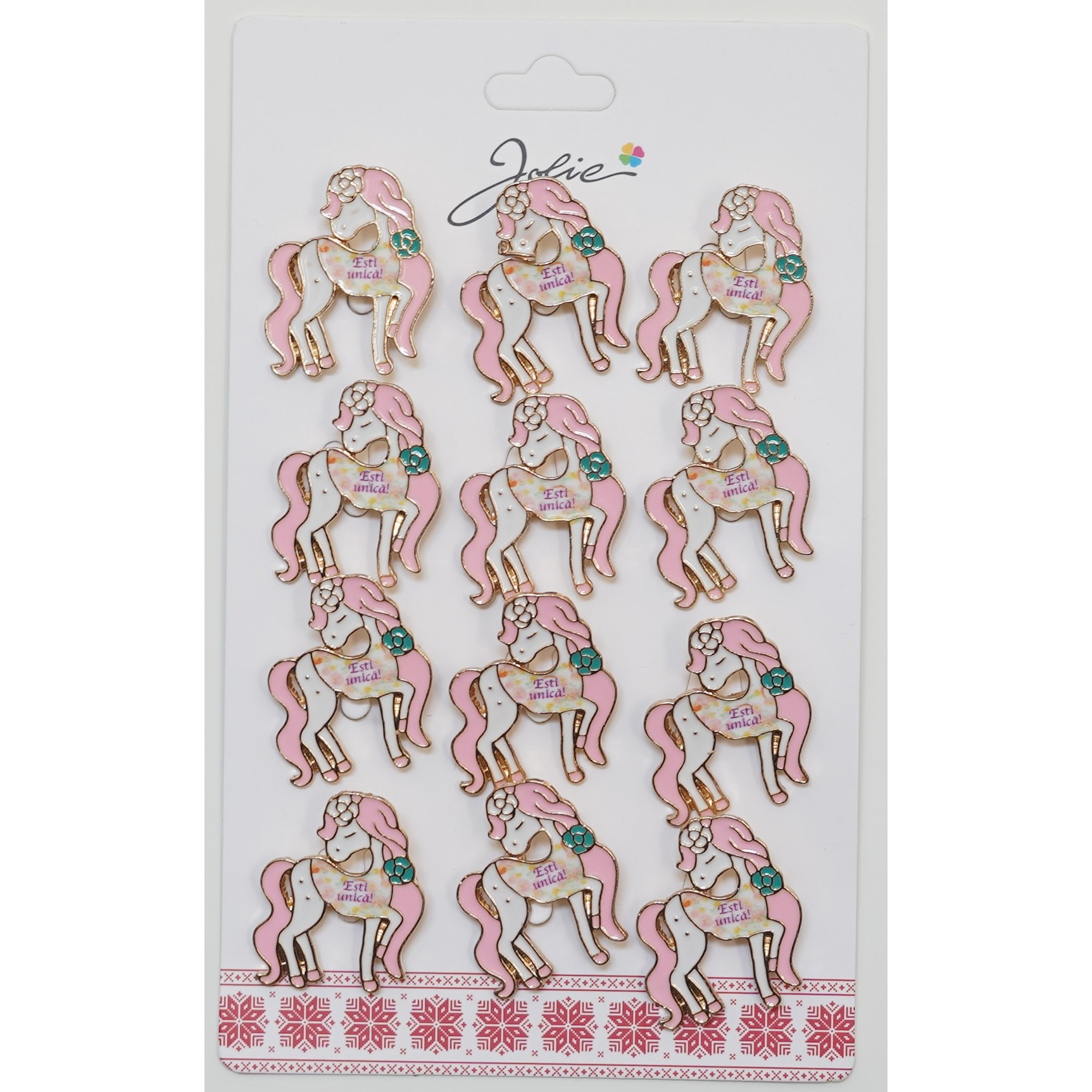 Seturi Brose - Set 12 Brose Martisor pentru Copii Unicorn cu Par Roz Esti Unica